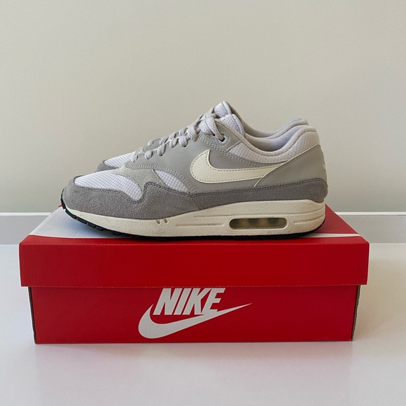 Nike Air Max 1 Grey White Vast 90 Mens Size 8 Shoes NEW - Picture 3 of 9